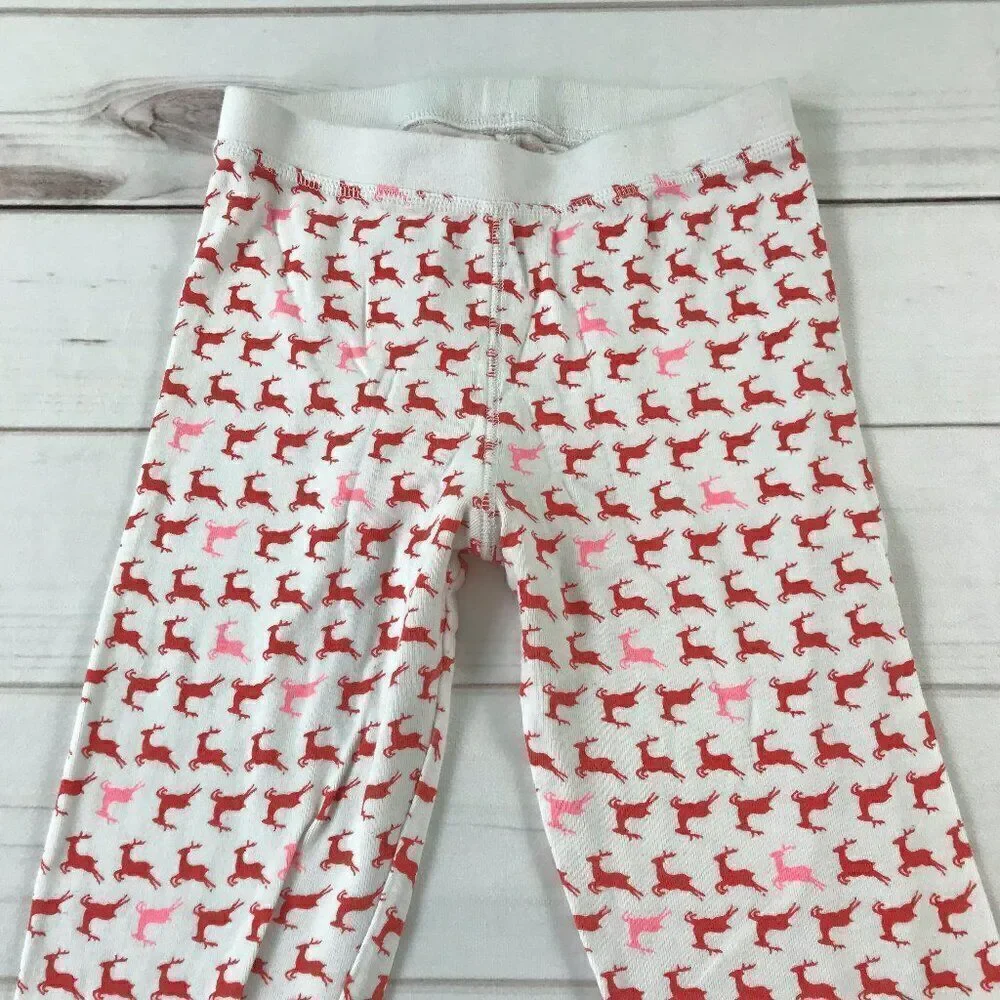 J.Crew Kids Girls Size 12 Red Prancing Reindeers White Pajama Set